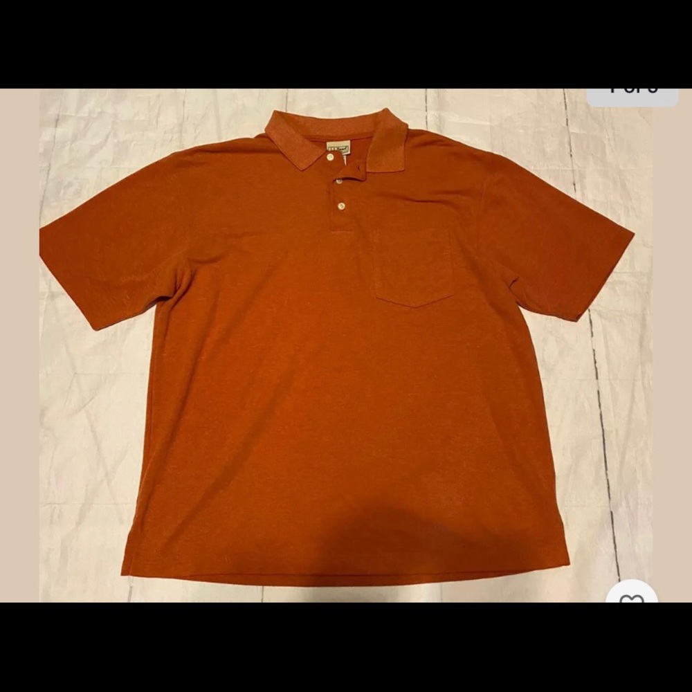 LL Bean L Regular Shirt Short‎ Sleeve Orange (p)